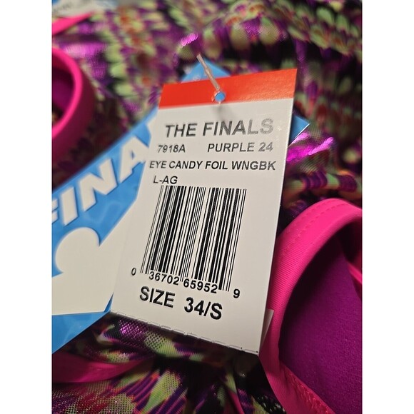 TYR The Finals Women Eye Candy Foil Swimsuit Wing back Multicolor - Size 34 New - Picture 3 of 3